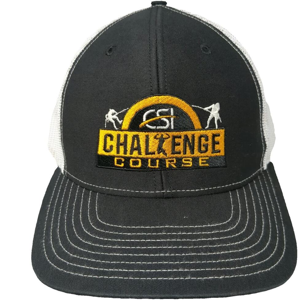Richardson Black One Size Trucker Hat Mesh Snapback Challenge Course Logo Hat